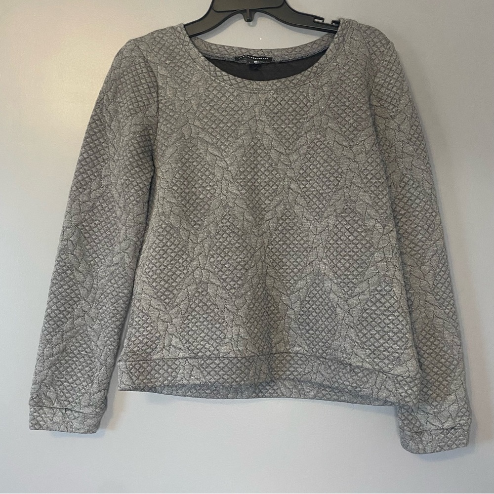 Chic Minimalist Twentyfourseven Grey Textured Pullover Sweater Cozy & Stylish